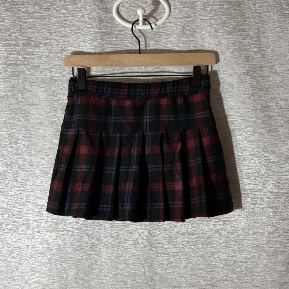 Abercrombie Kids Girls Y2K Red/Black Plaid Pleated Mini Skort Schoolgirl 11/12